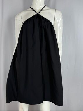 ASOS DESIGN Black Halter Neck Trapeze Mini Dress Open Back Women's Size 6